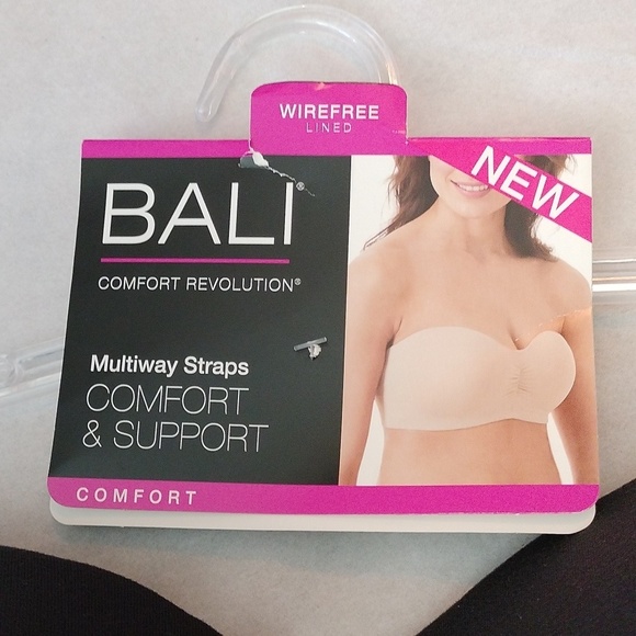 Bali Women's Comfort Revolution Multiway Straps Strapless Bra, Black, Large - Picture 3 of 11